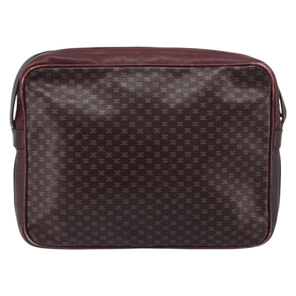 CELINE Umhängetasche Leder Bordeaux Gold Auth ka4652