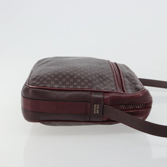 CELINE Umhängetasche Leder Bordeaux Gold Auth ka4652