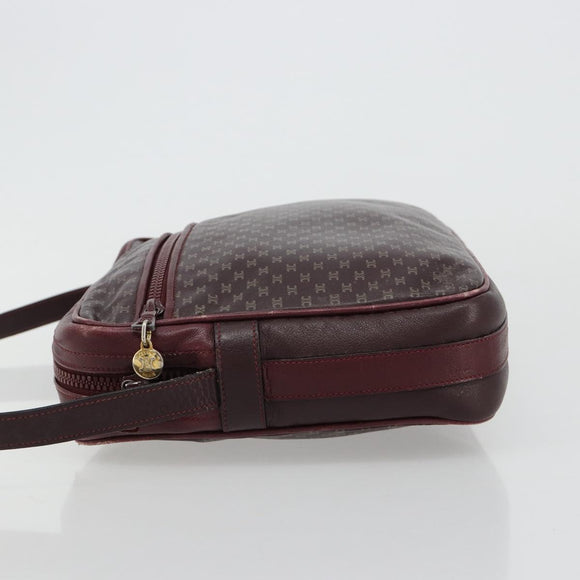 CELINE Umhängetasche Leder Bordeaux Gold Auth ka4652