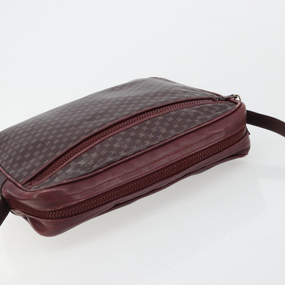 CELINE Umhängetasche Leder Bordeaux Gold Auth ka4652