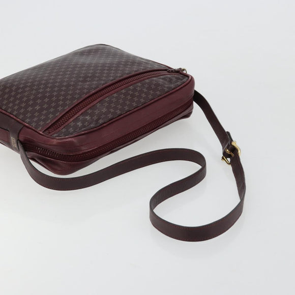 CELINE Umhängetasche Leder Bordeaux Gold Auth ka4652