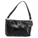 Salvatore Ferragamo Shoulder Bag Patent leather Black Silver Auth ka4653-1