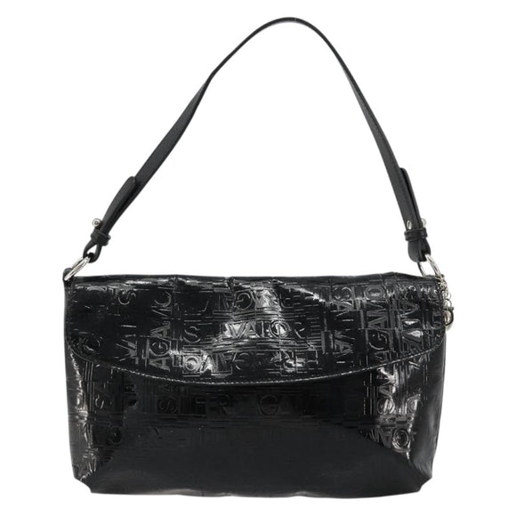 Salvatore Ferragamo Shoulder Bag Patent leather Black Silver Auth ka4653