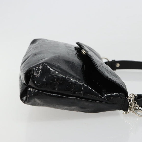 Salvatore Ferragamo Shoulder Bag Patent leather Black Silver Auth ka4653