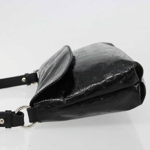 Salvatore Ferragamo Shoulder Bag Patent leather Black Silver Auth ka4653