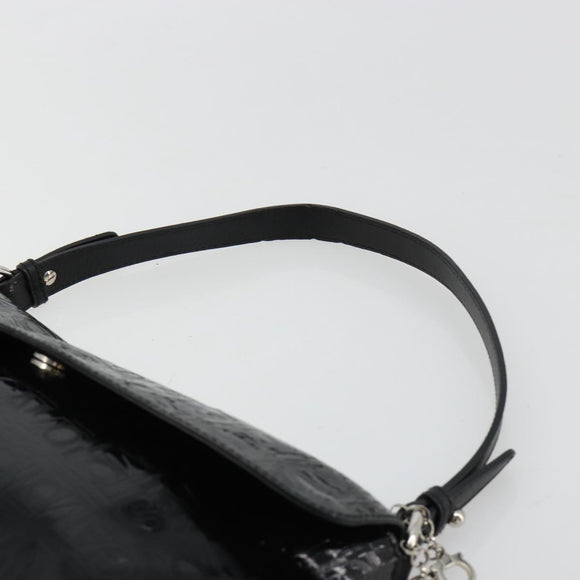 Salvatore Ferragamo Shoulder Bag Patent leather Black Silver Auth ka4653