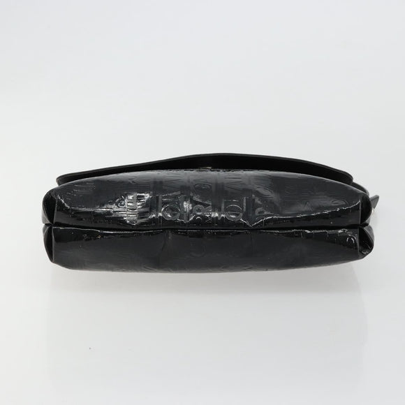 Salvatore Ferragamo Shoulder Bag Patent leather Black Silver Auth ka4653