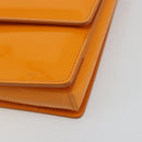 Salvatore Ferragamo Vala Schultertasche Lackleder Orange Gold Auth ka4654A-10