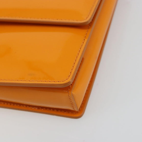 Salvatore Ferragamo Vala Schultertasche Lackleder Orange Gold Auth ka4654A