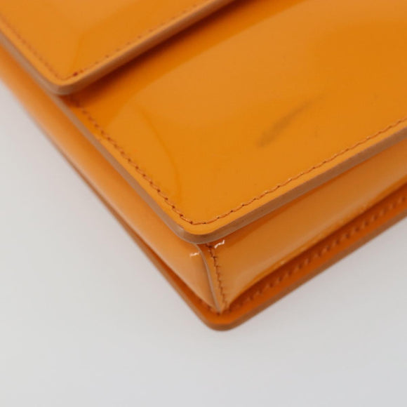 Salvatore Ferragamo Vala Schultertasche Lackleder Orange Gold Auth ka4654A