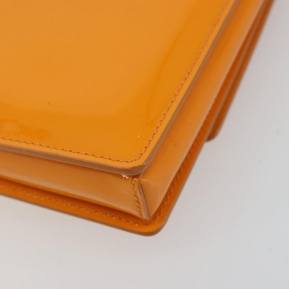 Salvatore Ferragamo Vala Schultertasche Lackleder Orange Gold Auth ka4654A
