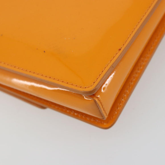 Salvatore Ferragamo Vala Schultertasche Lackleder Orange Gold Auth ka4654A