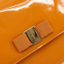 Salvatore Ferragamo Vala Schultertasche Lackleder Orange Gold Auth ka4654A-15