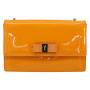 Salvatore Ferragamo Vala Schultertasche Lackleder Orange Gold Auth ka4654A-2