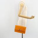 Salvatore Ferragamo Vala Schultertasche Lackleder Orange Gold Auth ka4654A-24