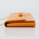 Salvatore Ferragamo Vala Schultertasche Lackleder Orange Gold Auth ka4654A-5