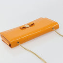 Salvatore Ferragamo Vala Schultertasche Lackleder Orange Gold Auth ka4654A-6