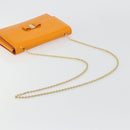 Salvatore Ferragamo Vala Schultertasche Lackleder Orange Gold Auth ka4654A-7