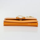 Salvatore Ferragamo Vala Schultertasche Lackleder Orange Gold Auth ka4654A-9