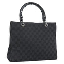 GUCCI GG Canvas Bamboo Hand Bag Black Silver 002 1016 Auth ka4657-1