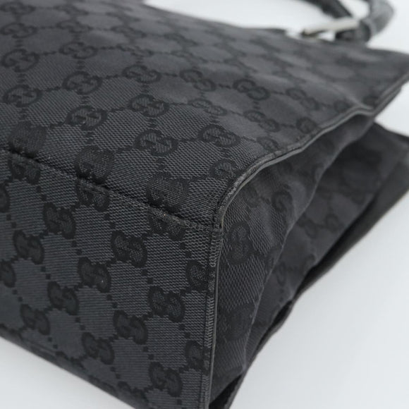 GUCCI GG Canvas Bamboo Hand Bag Black Silver 002 1016 Auth ka4657