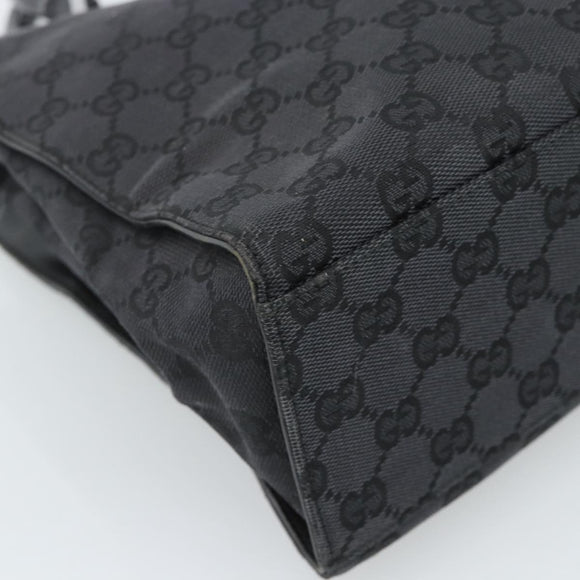 GUCCI GG Canvas Bamboo Hand Bag Black Silver 002 1016 Auth ka4657