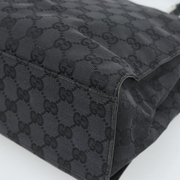 GUCCI GG Canvas Bamboo Hand Bag Black Silver 002 1016 Auth ka4657