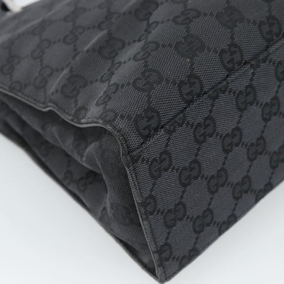 GUCCI GG Canvas Bamboo Hand Bag Black Silver 002 1016 Auth ka4657