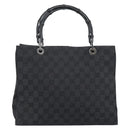 GUCCI GG Canvas Bamboo Hand Bag Black Silver 002 1016 Auth ka4657-13