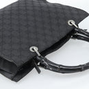 GUCCI GG Canvas Bamboo Hand Bag Black Silver 002 1016 Auth ka4657-6