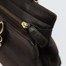 Salvatore Ferragamo Vala Hand Bag Canvas Leather 2way Brown Gold Auth ka4658A-10