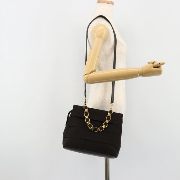 Salvatore Ferragamo Vala Hand Bag Canvas Leather 2way Brown Gold Auth ka4658A