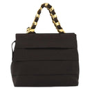 Salvatore Ferragamo Vala Hand Bag Canvas Leather 2way Brown Gold Auth ka4658A-2