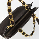 Salvatore Ferragamo Vala Hand Bag Canvas Leather 2way Brown Gold Auth ka4658A-6