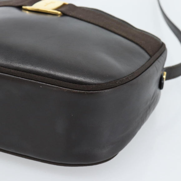Salvatore Ferragamo Vala Shoulder Bag Leather Brown Gold Auth ka4659