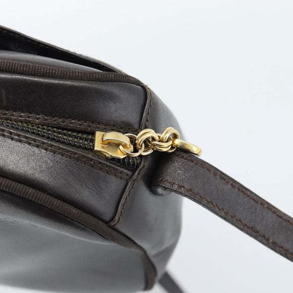Salvatore Ferragamo Vala Shoulder Bag Leather Brown Gold Auth ka4659