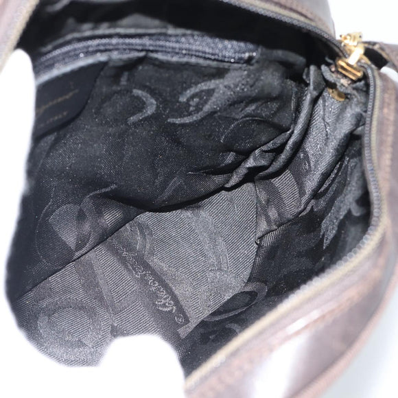 Salvatore Ferragamo Vala Shoulder Bag Leather Brown Gold Auth ka4659