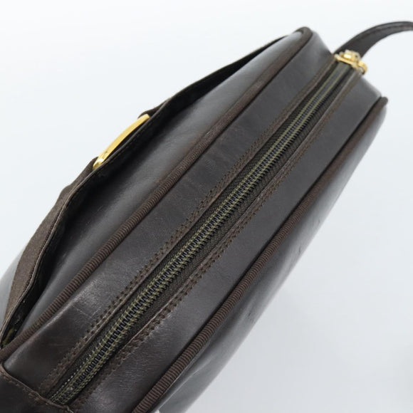 Salvatore Ferragamo Vala Shoulder Bag Leather Brown Gold Auth ka4659