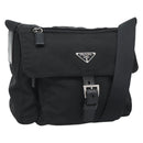 PRADA Shoulder Bag Nylon Black Silver Auth ka4660A-1