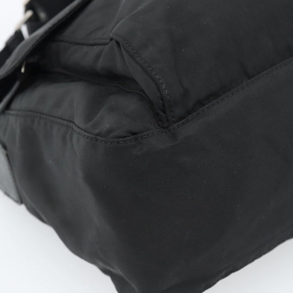 PRADA Shoulder Bag Nylon Black Silver Auth ka4660A
