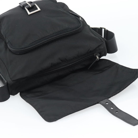 PRADA Shoulder Bag Nylon Black Silver Auth ka4660A