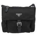 PRADA Shoulder Bag Nylon Black Silver Auth ka4660A-13
