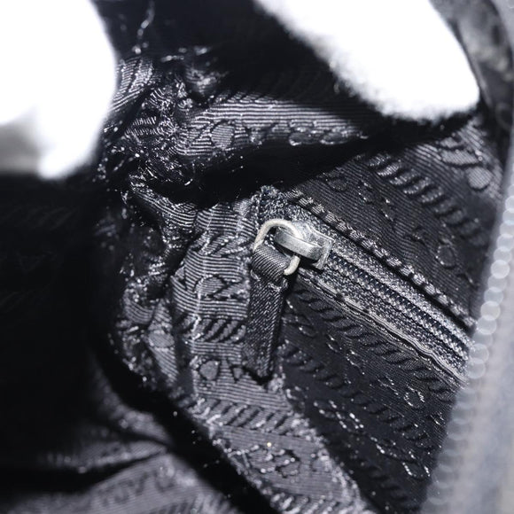 PRADA Shoulder Bag Nylon Black Silver Auth ka4660A
