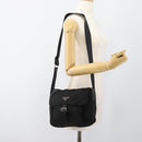 PRADA Shoulder Bag Nylon Black Silver Auth ka4660A-28