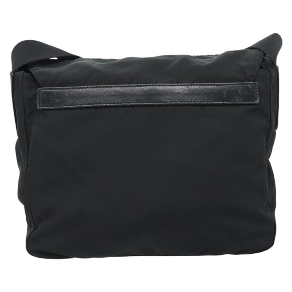 PRADA Shoulder Bag Nylon Black Silver Auth ka4660A