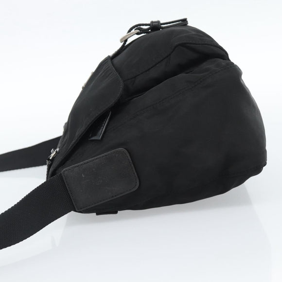 PRADA Shoulder Bag Nylon Black Silver Auth ka4660A