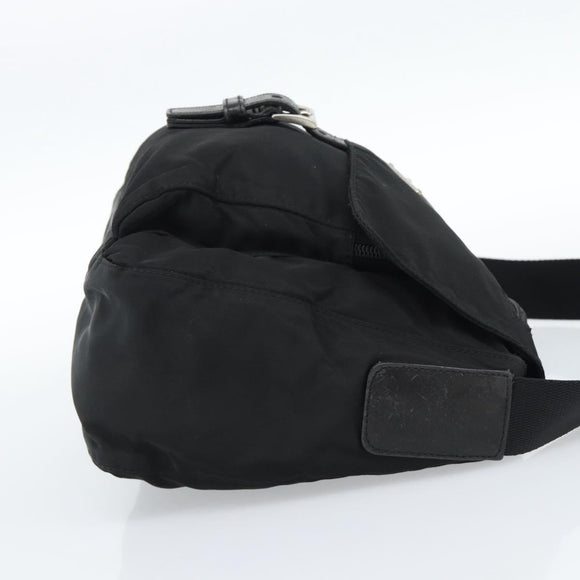 PRADA Shoulder Bag Nylon Black Silver Auth ka4660A