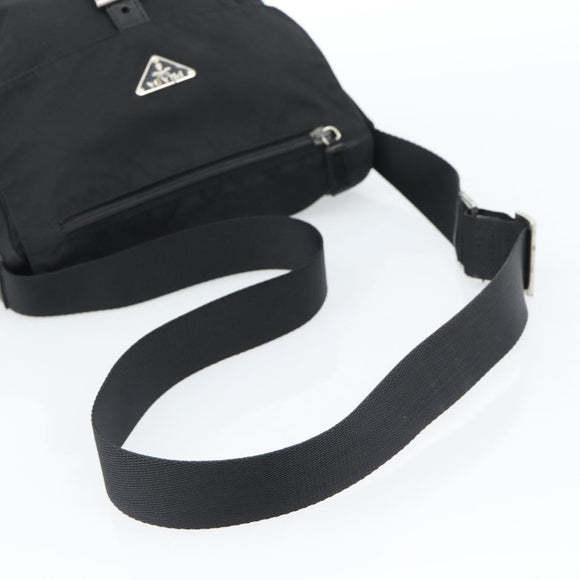 PRADA Shoulder Bag Nylon Black Silver Auth ka4660A