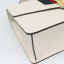 GUCCI Silvi Sherry Line Bag Leather 2way Red Gold Navy 421882 Auth ka4661M-11