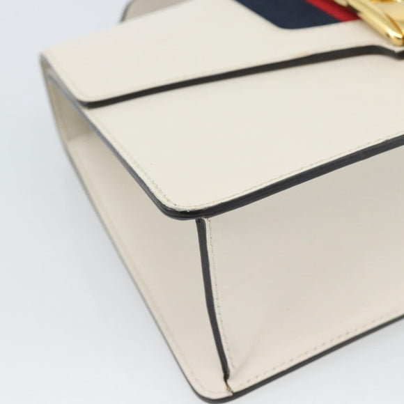 GUCCI Silvi Sherry Line Bag Leather 2way Red Gold Navy 421882 Auth ka4661M